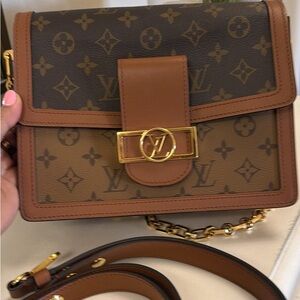 Louis Vuitton Monogram Brown Crossbody with Gold Accents